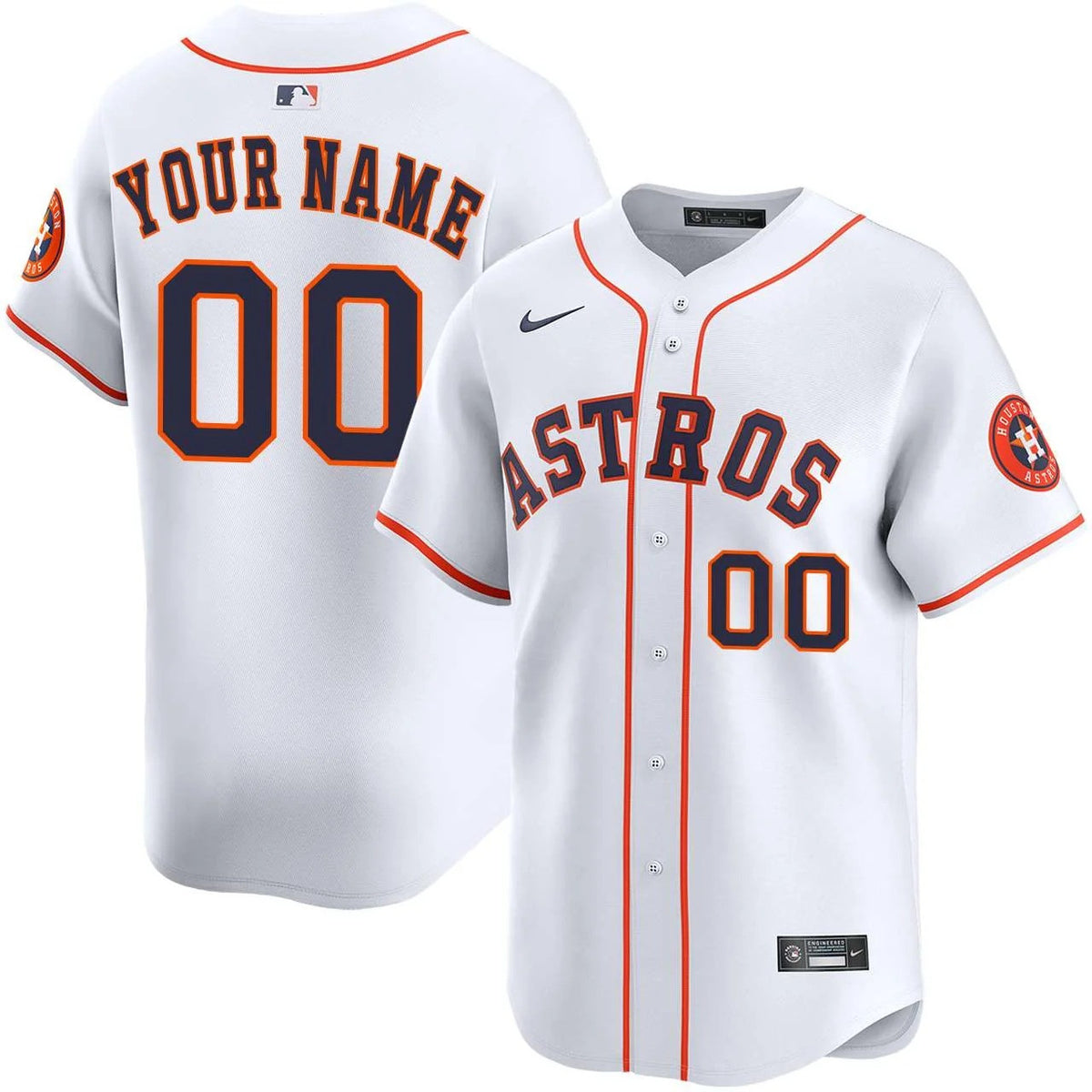 Houston Astros Custom Home Limited Jersey - White