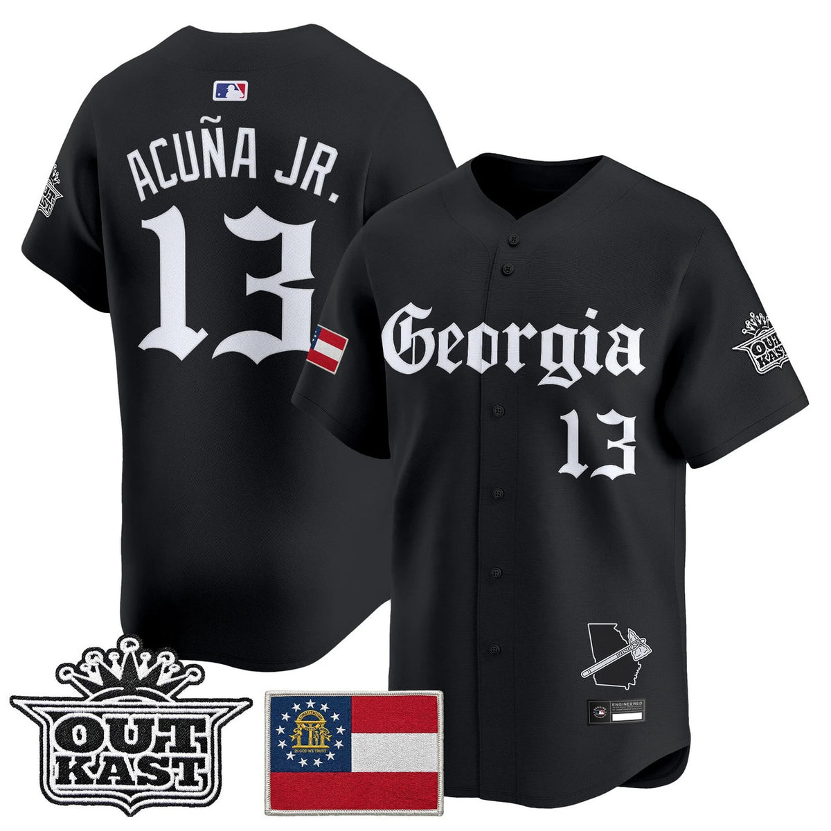 Atlanta Braves Men Georgia X Outkast Gothic Edition Vapor Premier Limited Jersey