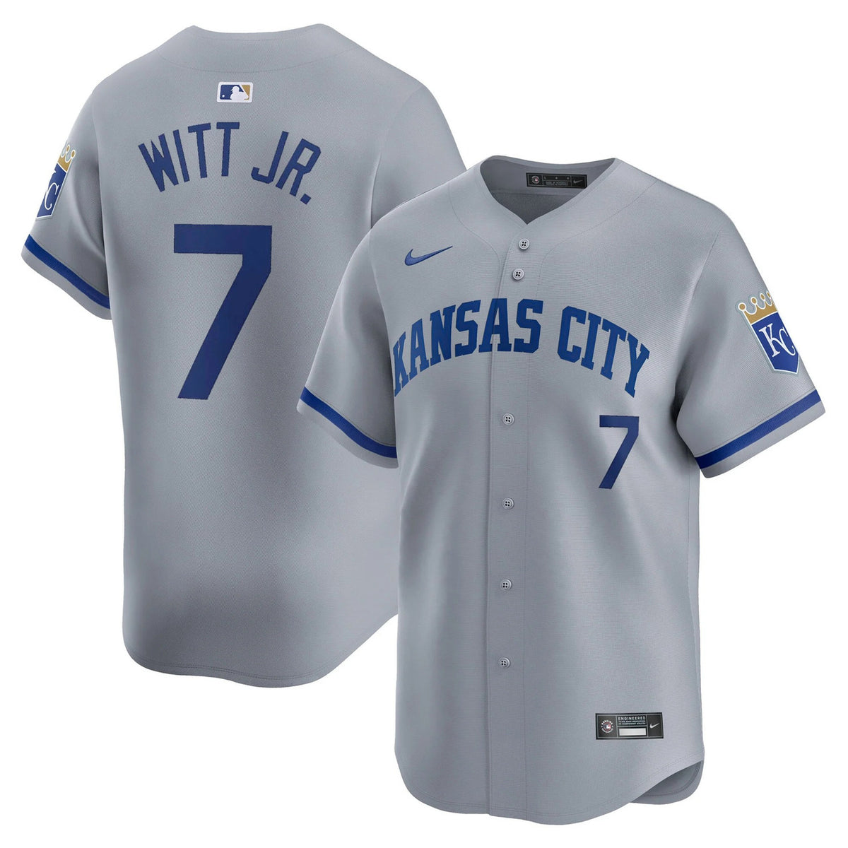Bobby Witt Jr #7 Kansas City Royals Road Limited Jersey - Gray