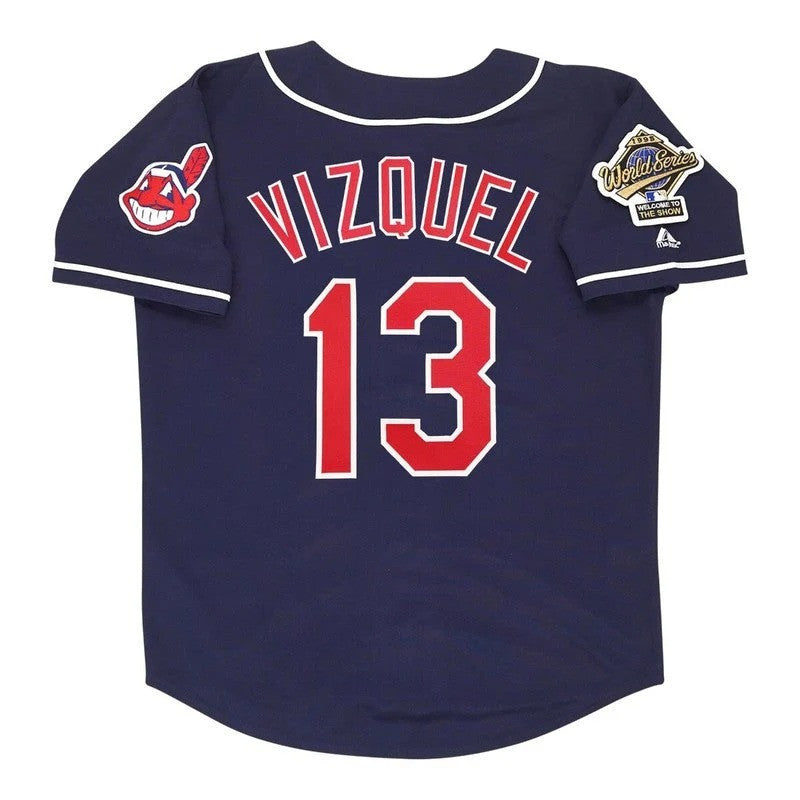 Omar Vizquel Cleveland Indians 1995 Alt World Series Limited Jersey - Navy Blue
