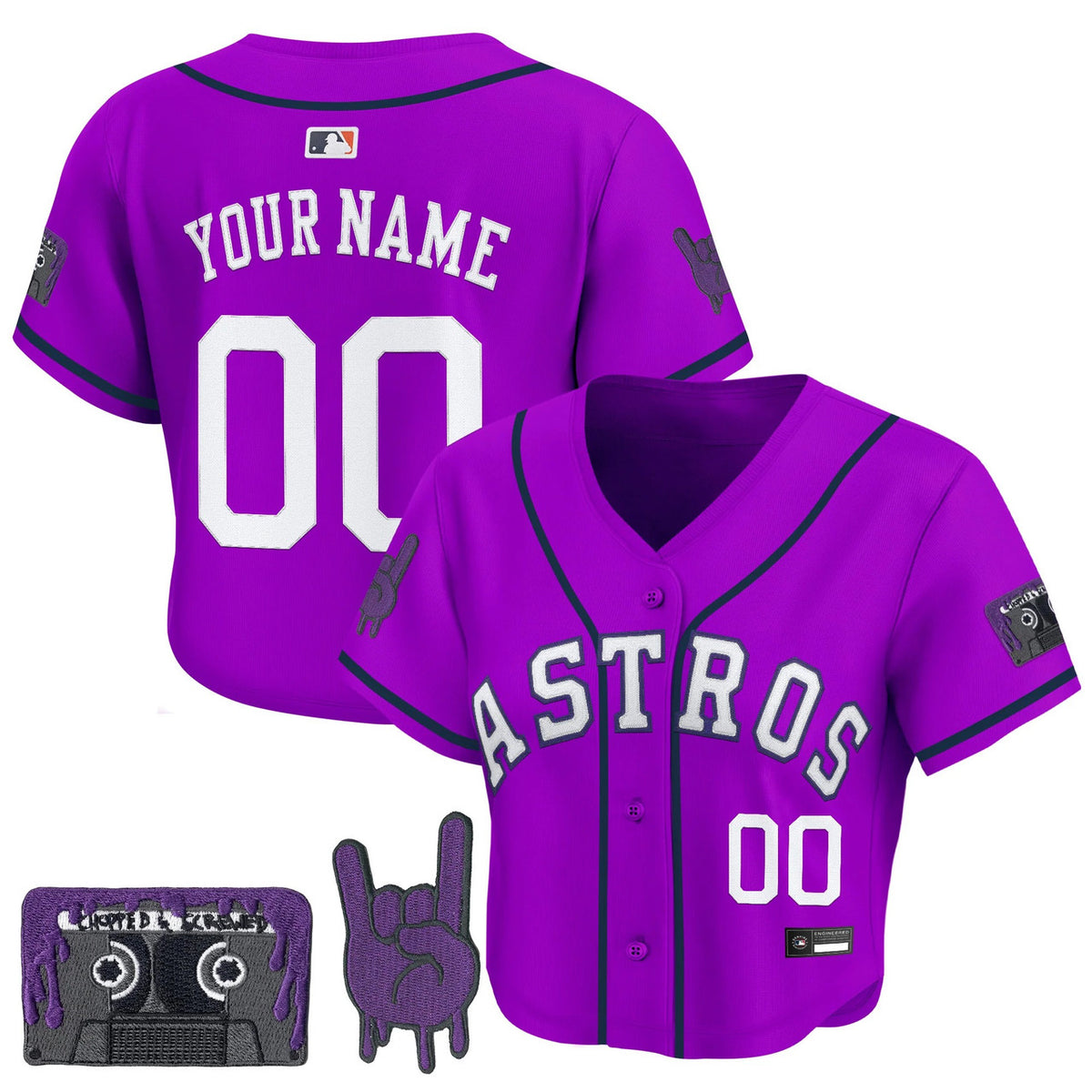 Dj Screw #71 Houston Astros Women Patch Crop Top Limited Baseball Custom Jersey