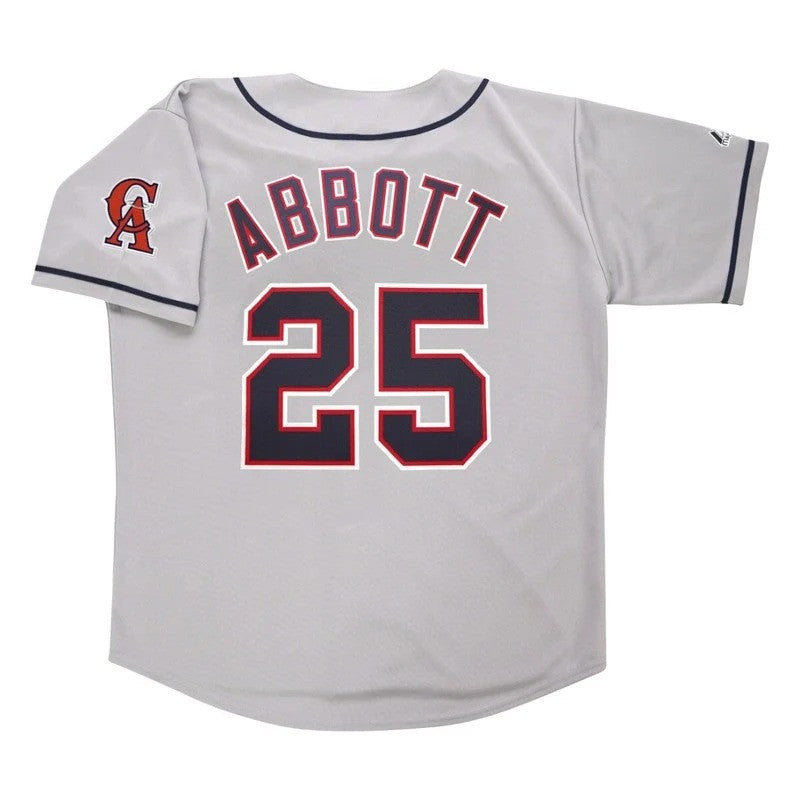 Jim Abbott California Angels Road Throwback W Team Patch Limited Jersey - Grey