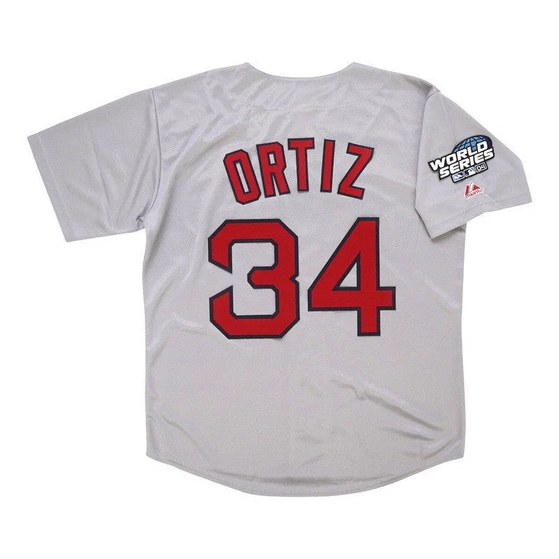 David Ortiz #34 Boston Red Sox 2004 Road World Series M 2Xl Limited Jersey - Grey