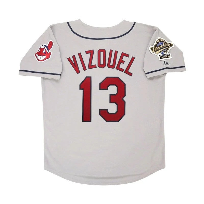 Omar Vizquel Cleveland Indians 1995 World Series Road M 2Xl Limited Jersey - Grey