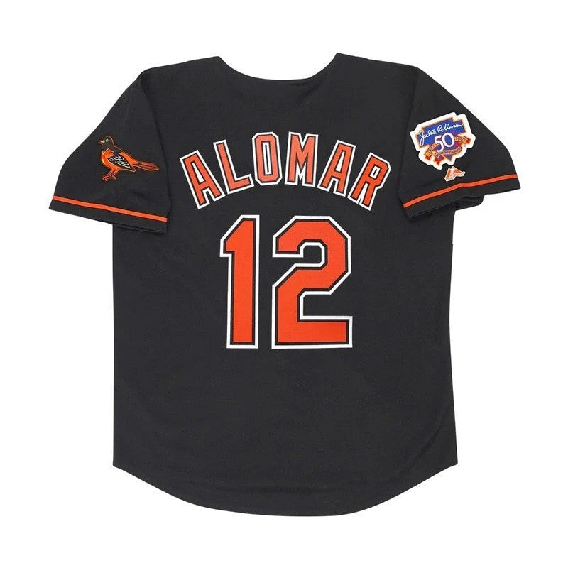 Roberto Alomar #12 Baltimore Orioles 1997 Alt W Jackie 50Th Patch Limited Jersey - Black