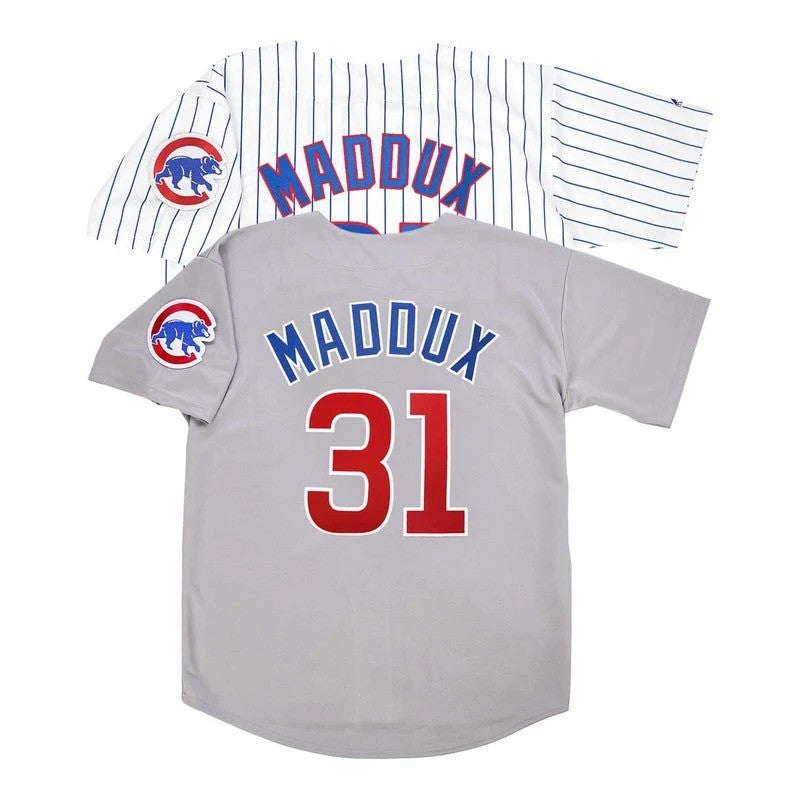 Greg Maddux #31 Chicago Cubs Home Road Grey W Patch Limited Jersey - White