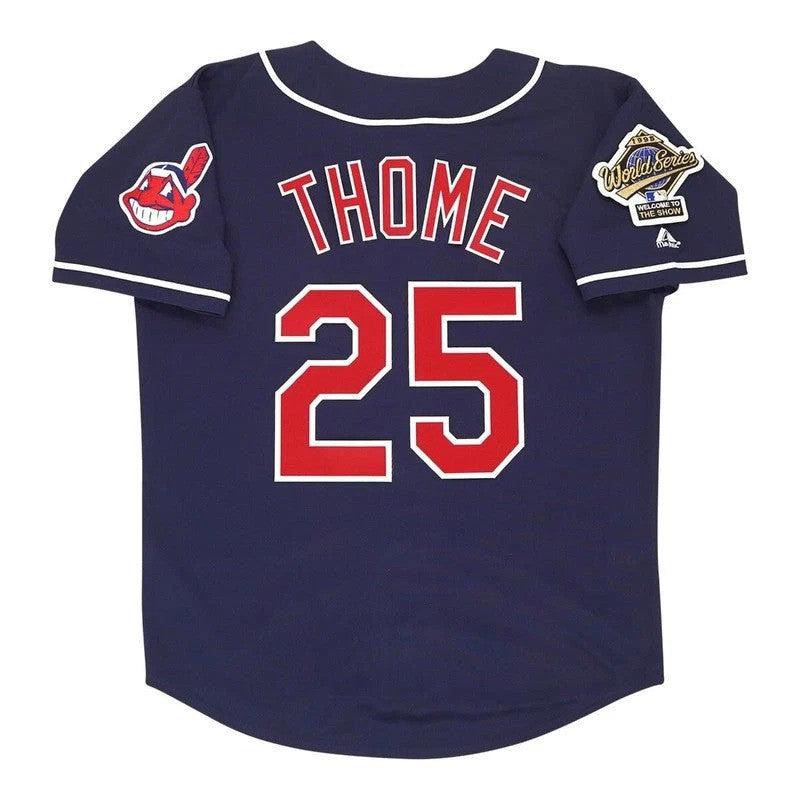 Jim Thome #25 Cleveland Indians 1995 Alt World Series Limited Jersey - Navy Blue