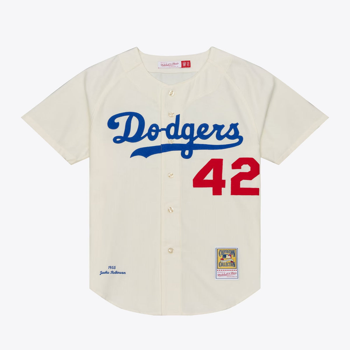 Jackie Robinson #42 Brooklyn Dodgers 1955 Authentic Player Jersey - White