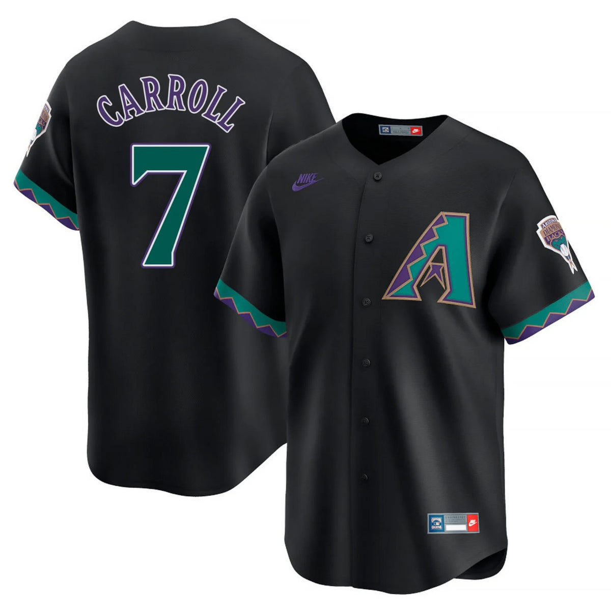 Corbin Carroll #7 Arizona Diamondbacks Cooperstown Limited Jersey - Black