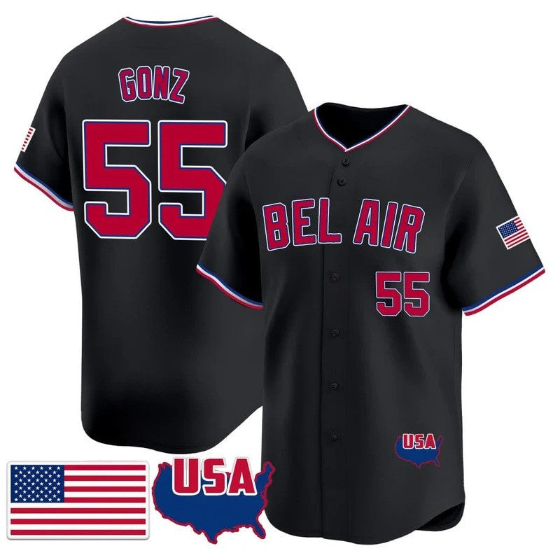 American Flag Royal Limited Custom Baseball Jersey - Black