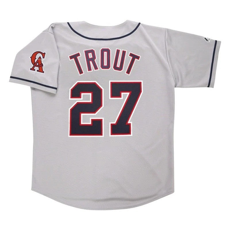 Mike Trout Angels California Road Throwback W Team Patch Limited Jersey - Grey