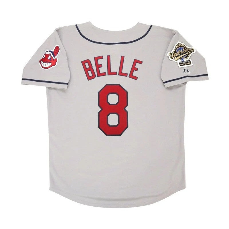 Albert Belle Cleveland Indians 1995 World Series Road M 2Xl Limited Jersey - Grey