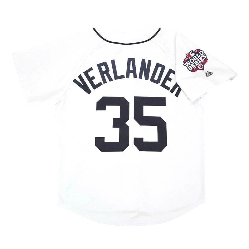 Justin Verlander #35 Detroit Tigers Men 2012 World Series Home M 2Xl Limited Jersey - White