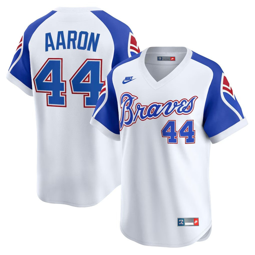 Hank Aaron #44 Atlanta Braves Throwback Cooperstown Limited Jersey - White