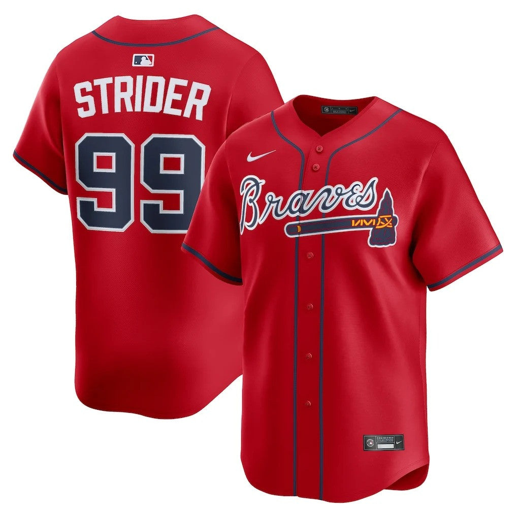 Spencer Strider #99 Atlanta Braves Alternate Limited Player Jersey - Red