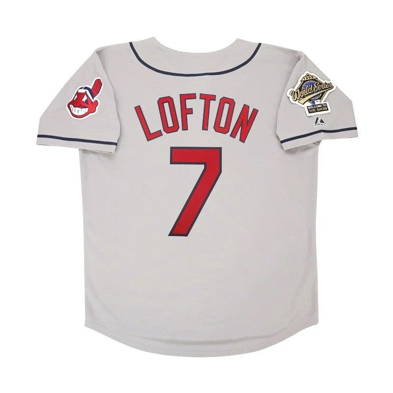 Kenny Lofton #7 Cleveland Indians Men 1995 World Series Road M 2Xl Limited Jersey - Grey