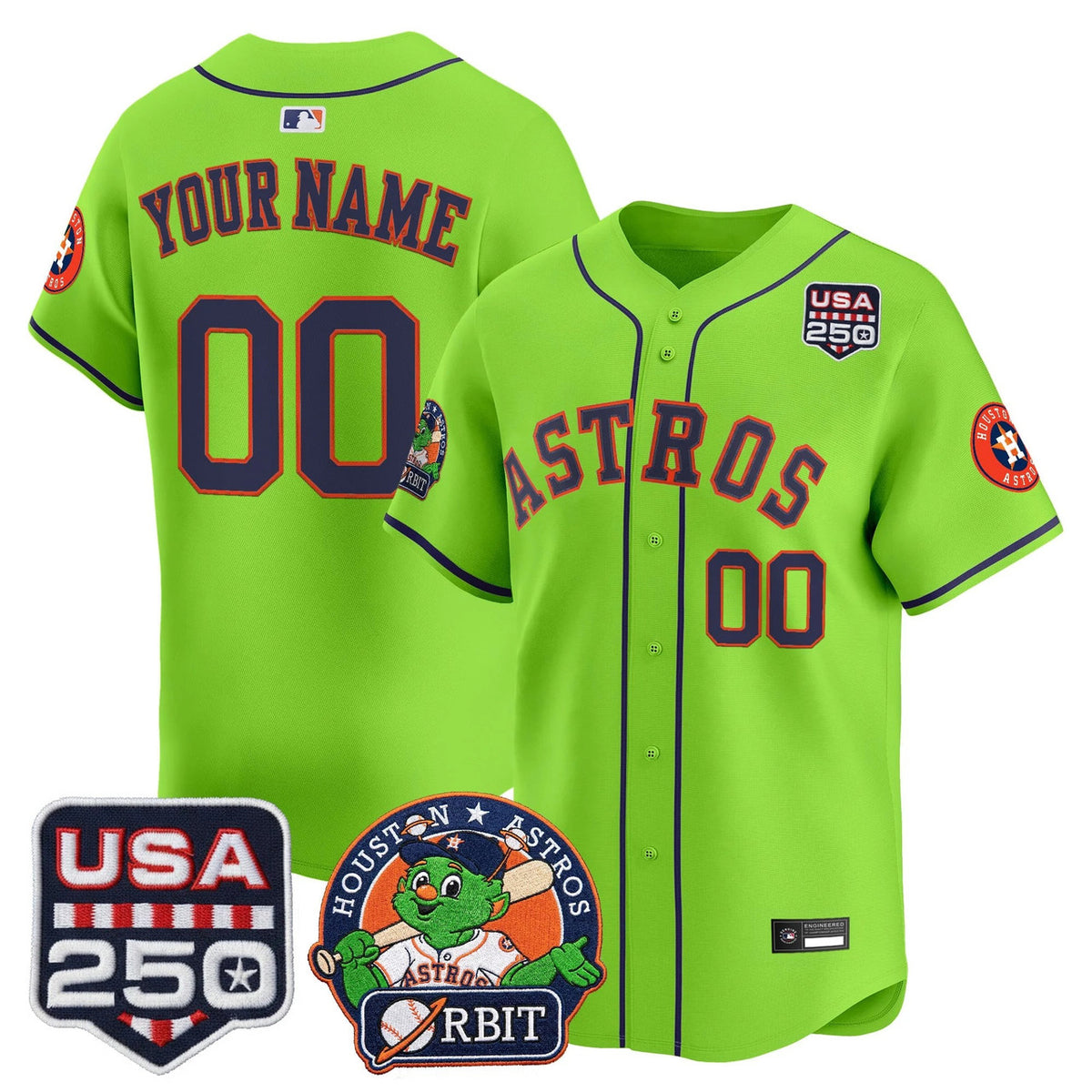 Houston Astros Orbit America Patch Vapor Premier Limited Custom Jersey