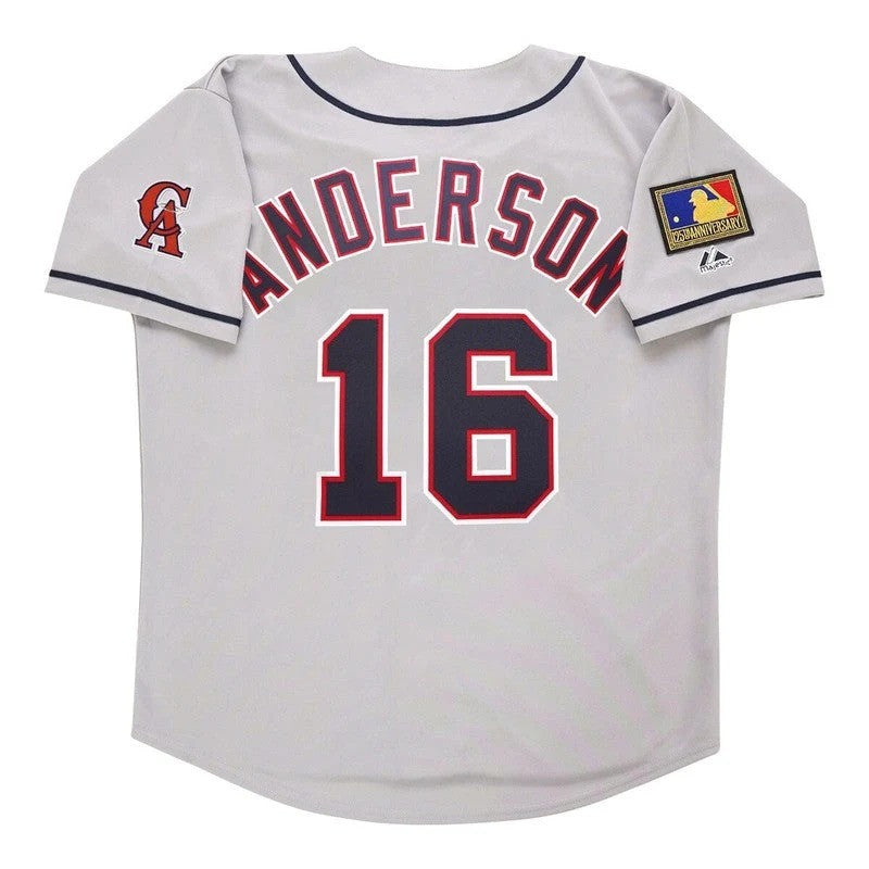 Garret Anderson Angels 1994 California Road W 125Th Patch Limited Jersey - Grey