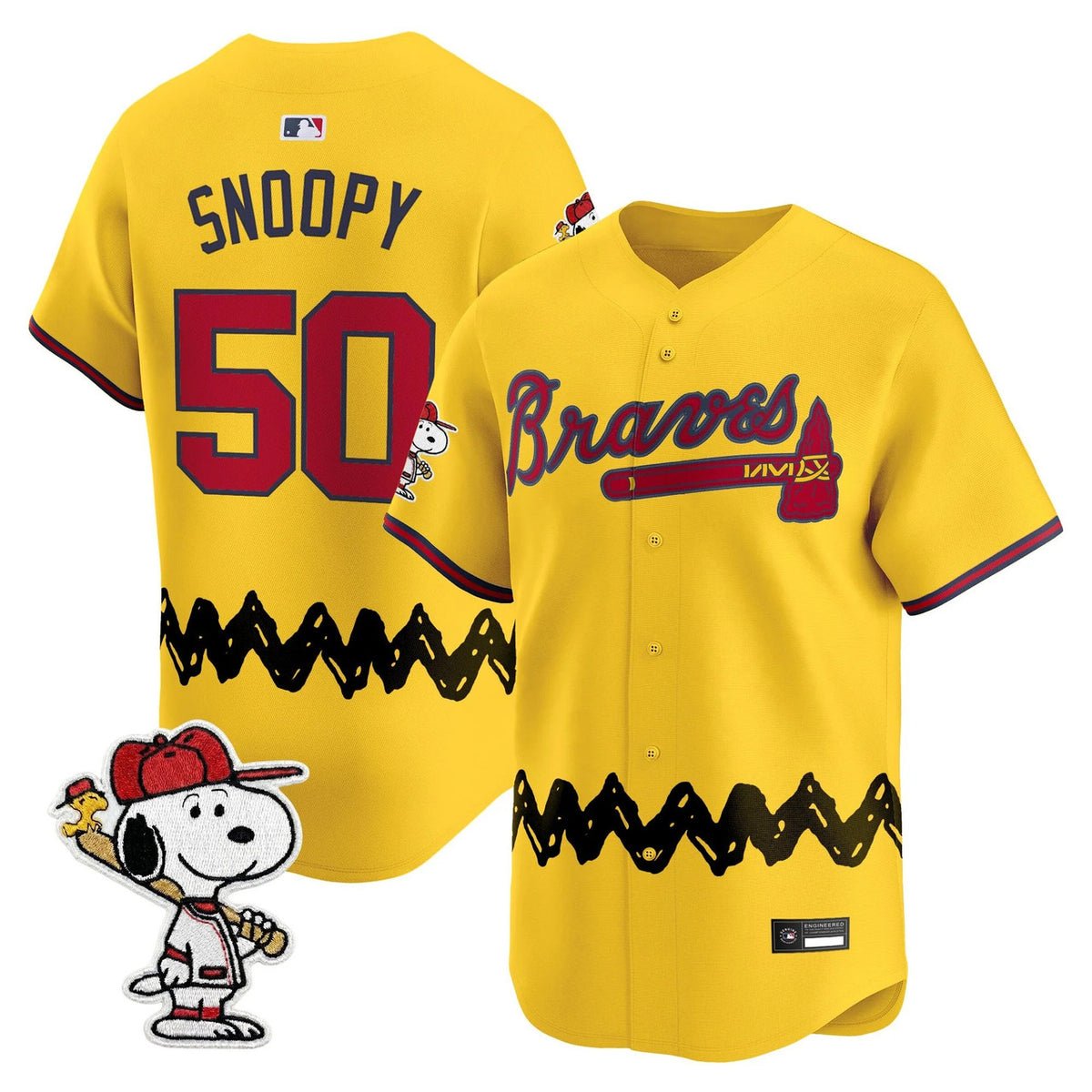 Atlanta Braves Men X Peanuts Vapor Premier Limited Jersey