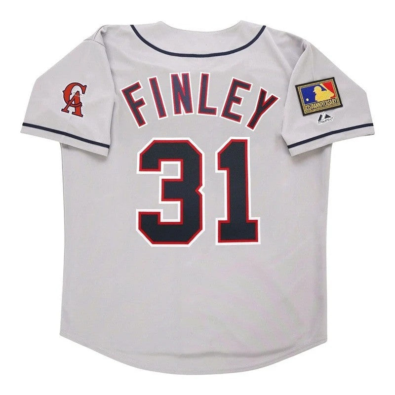 Chuck Finley Angels 1994 California Road W 125Th Patch Limited Jersey - Grey
