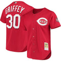 Ken Griffey Jr Cincinnati Reds Cooperstown Mesh Batting Practice Button Up Limited Jersey - Red