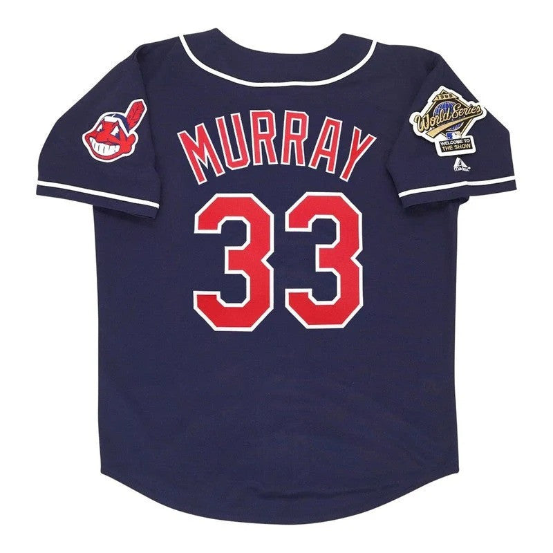 Eddie Murray #33 Cleveland Indians 1995 Alt World Series Limited Jersey - Navy Blue