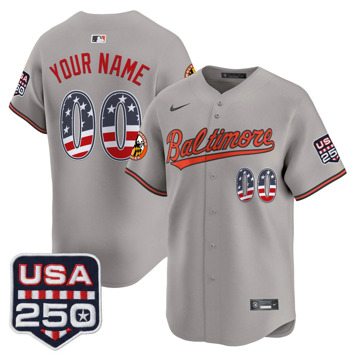 Baltimore Orioles Usa Fourth Of July Vapor Premier Limited Custom Jersey