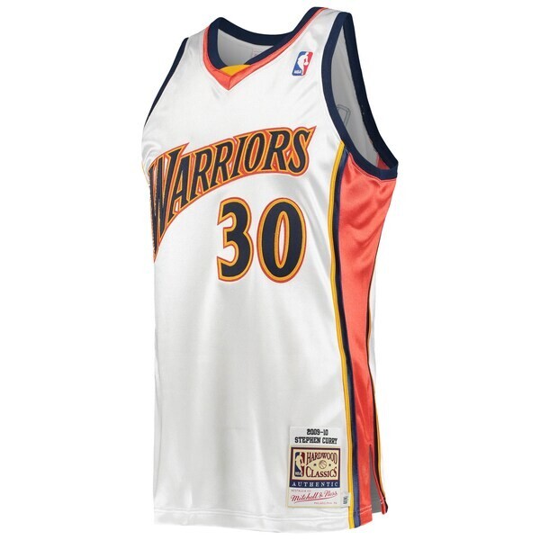 Men's Mitchell & Ness Stephen Curry White Golden State Warriors 2009/10 Hardwood Classics  Jersey