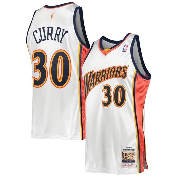 Men's Mitchell & Ness Stephen Curry White Golden State Warriors 2009/10 Hardwood Classics  Jersey