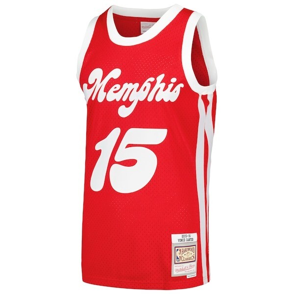 Men's Mitchell & Ness Vince Carter Red Memphis Grizzlies  2015/16 Hardwood Classics Swingman Jersey