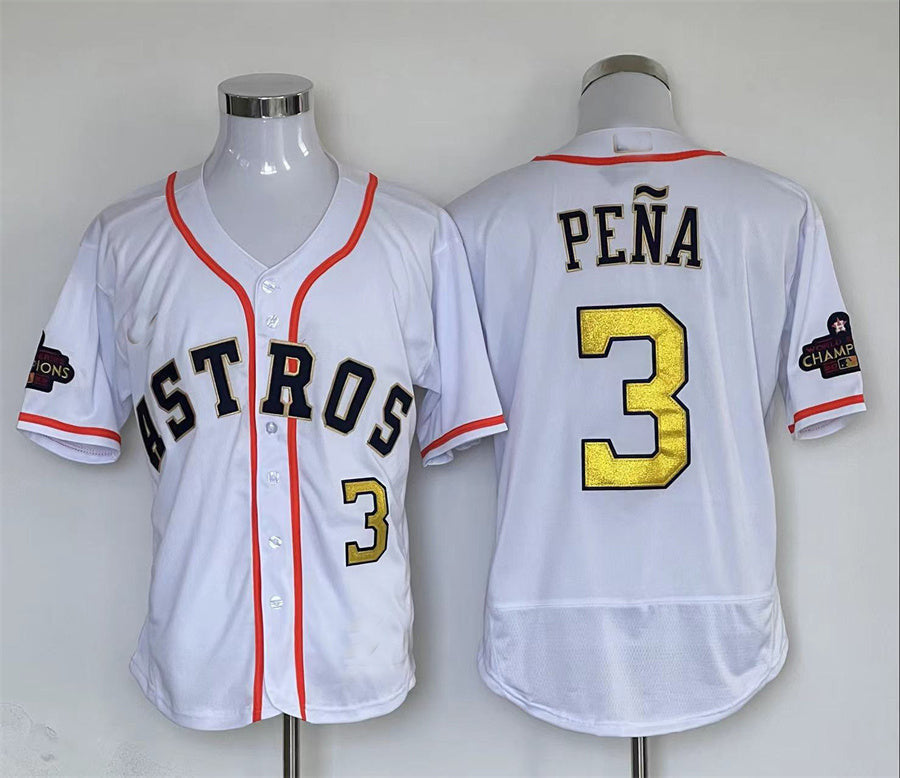 Jeremy Pena #3 Houston Astros 2023 Limited-Player Jerseys Jersey - White Gold