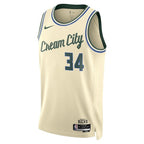 Milwaukee Bucks Nike 2025/26 City Edition Swingman Jersey - Cream - Giannis Antetokounmpo - Unisex