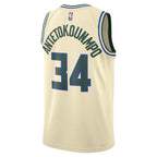 Milwaukee Bucks Nike 2025/26 City Edition Swingman Jersey - Cream - Giannis Antetokounmpo - Unisex