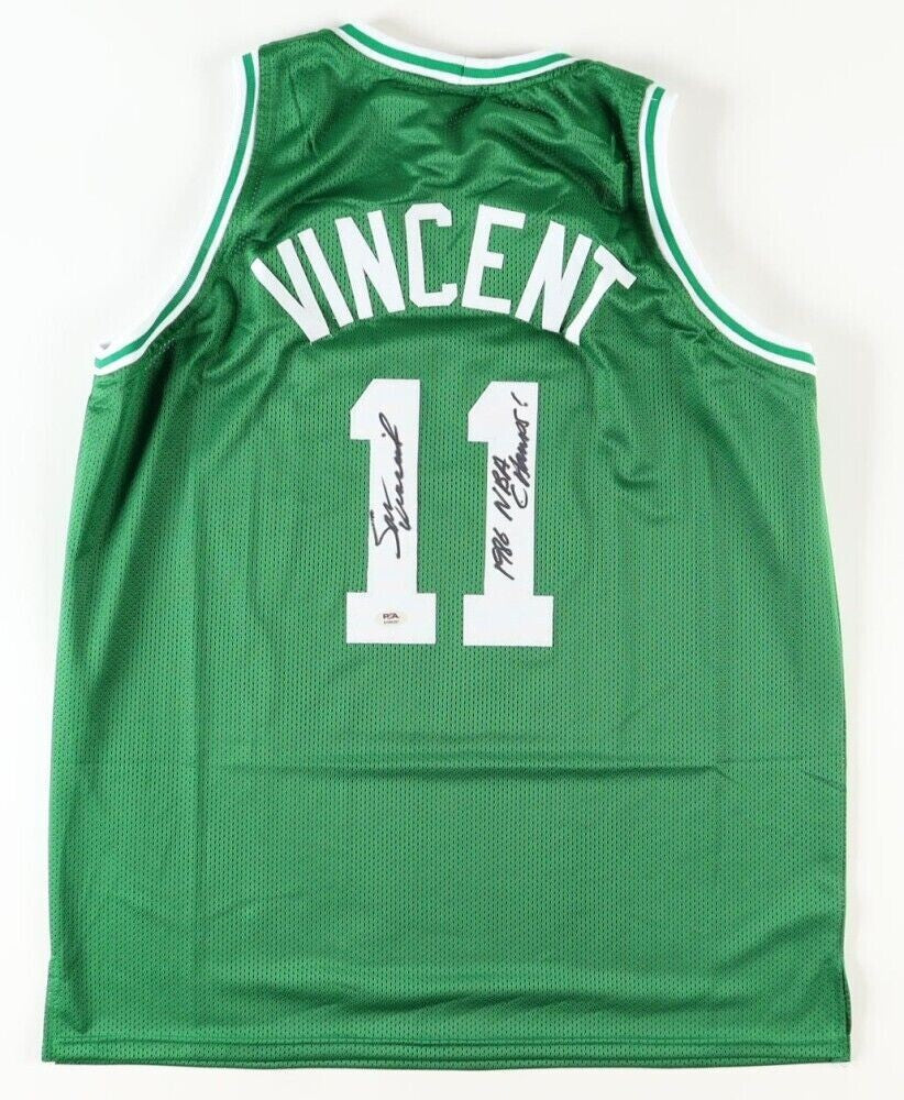 Sam Vincent Signed Replica Boston Celtics Jersey Inscribed "1986 NBA Champs!" (PSA QR)