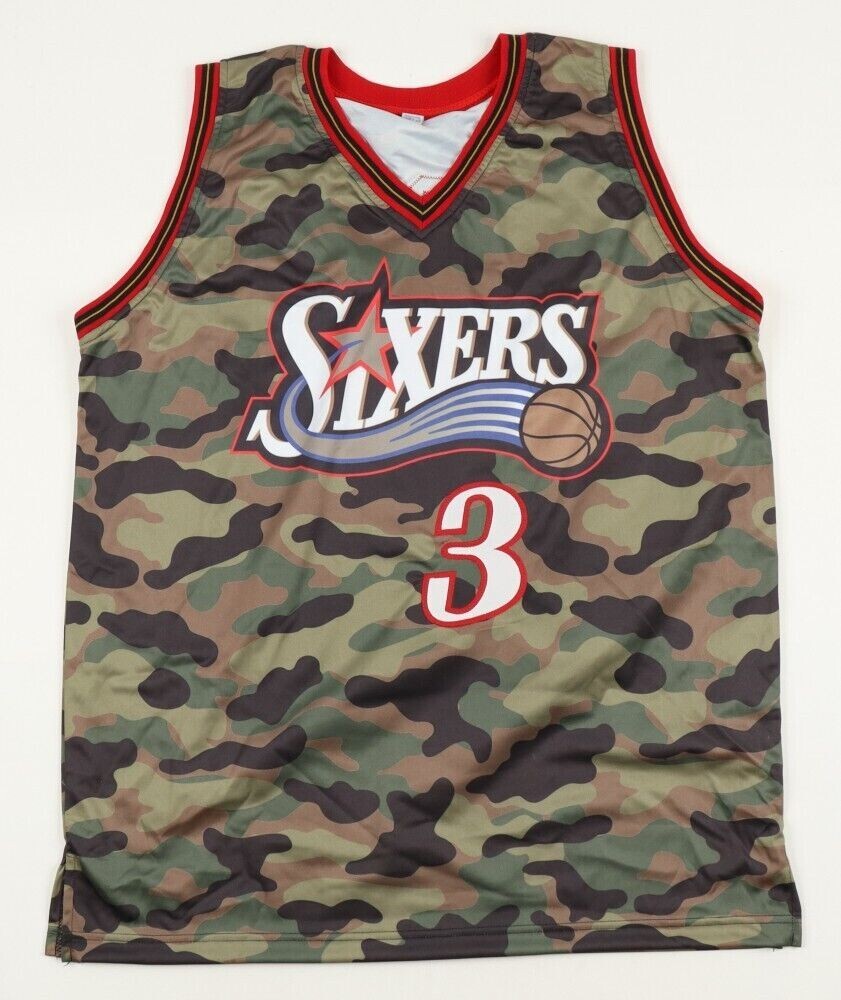 Allen Iverson Signed Replica Philadelphia 76ers Salute to the Military Jersey (JSA COA)