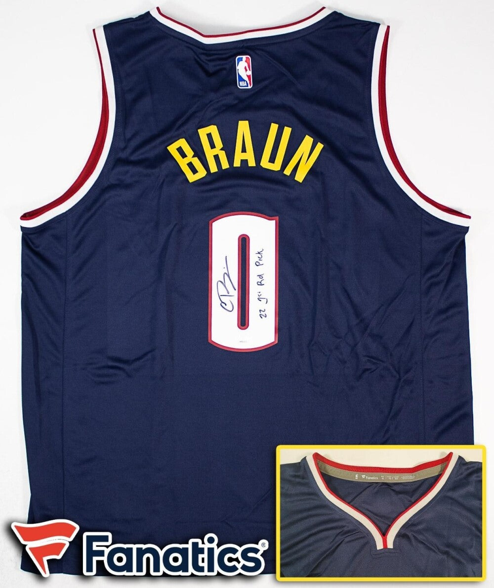 Christian Braun "22 1st Rd Pick" Signed Replica Denver Nuggets Fanatics Jersey JSA COA