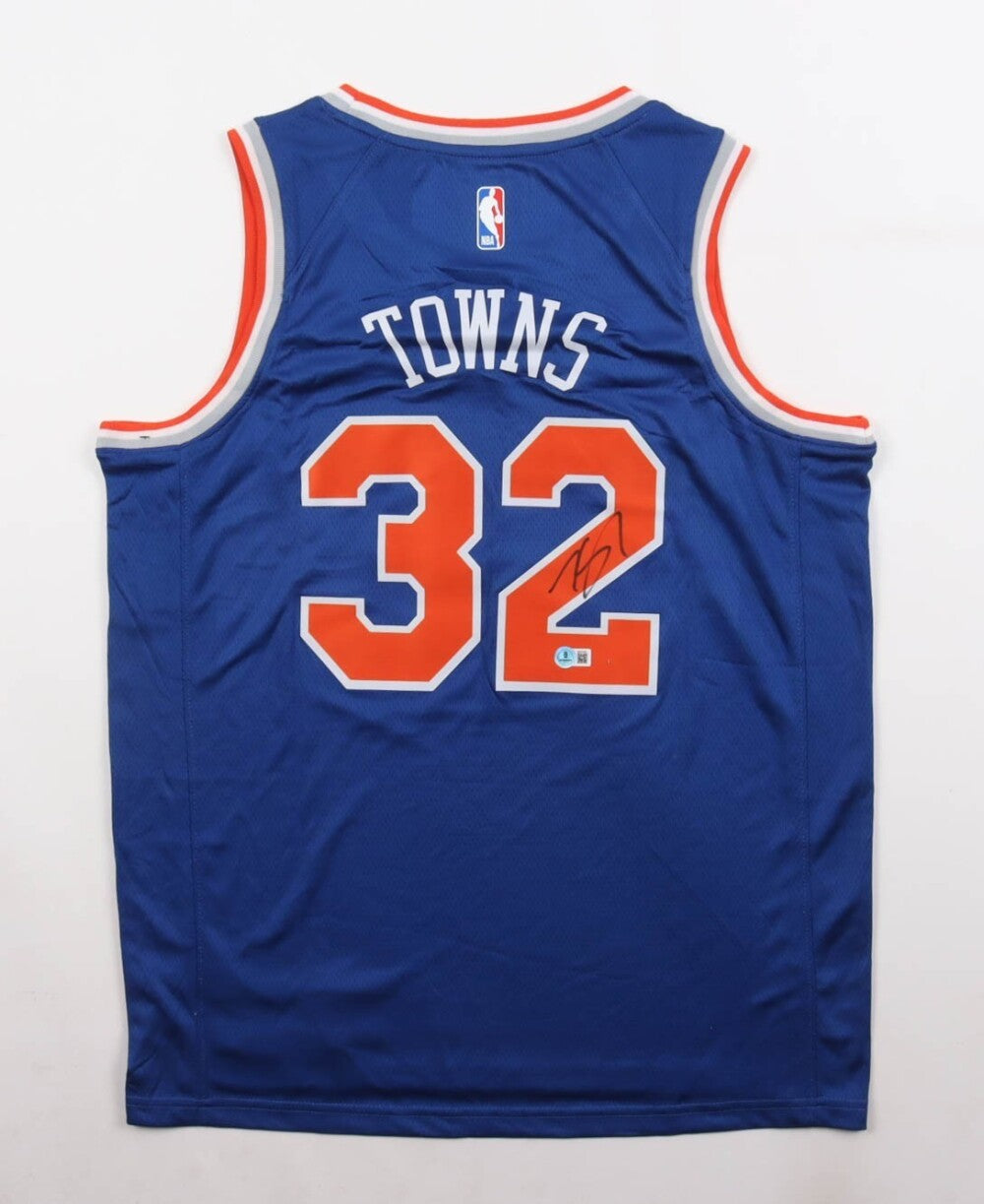 KarlAnthony Towns Signed Replica New York Knicks Nike Jersey (Beckett) 2015 #1 Draft Pk