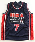 Larry Bird Signed Replica 1992 Team USA Blue Jersey (Beckett) Boston Celtics Superstar