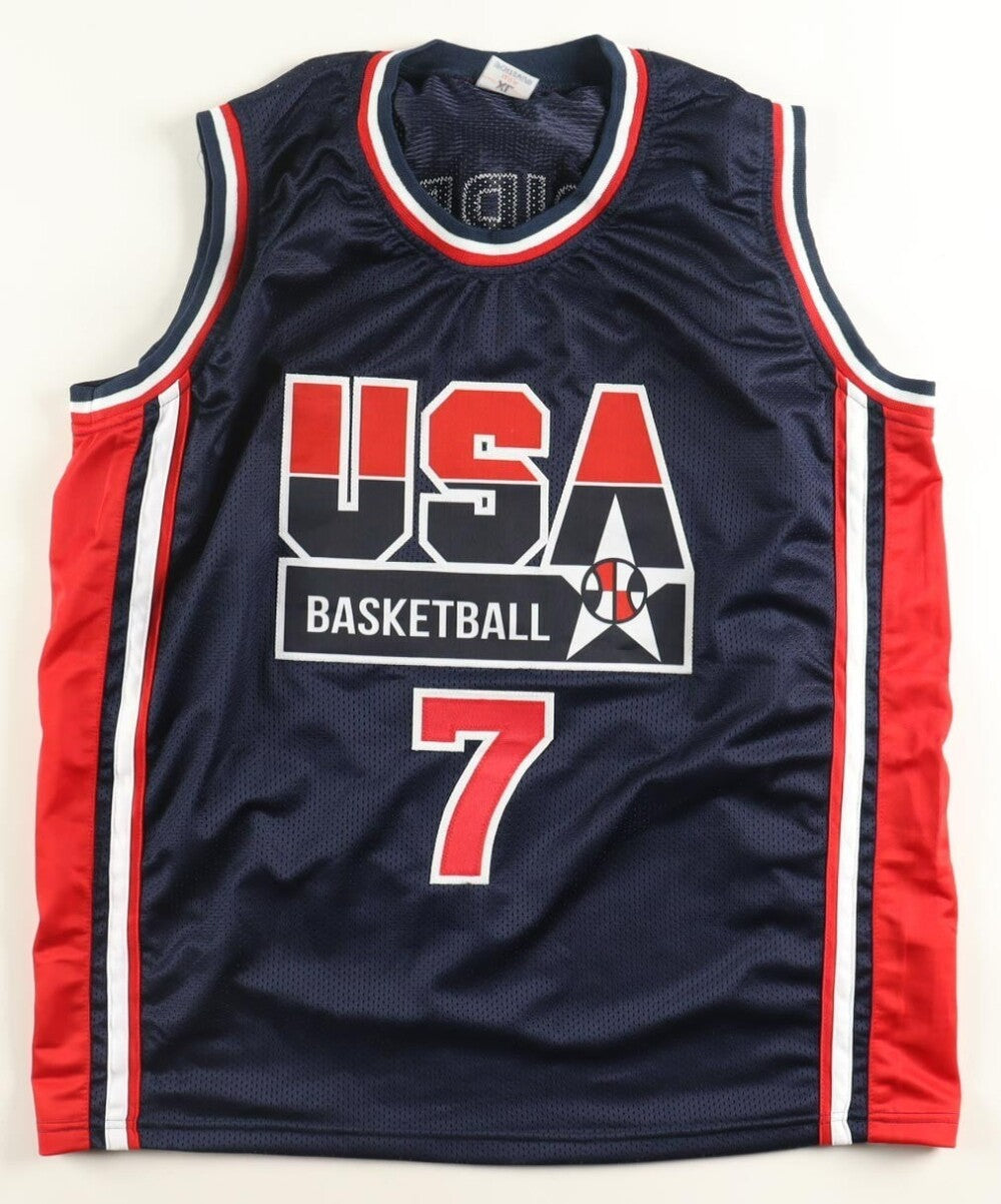 Larry Bird Signed Replica 1992 Team USA Blue Jersey (Beckett) Boston Celtics Superstar