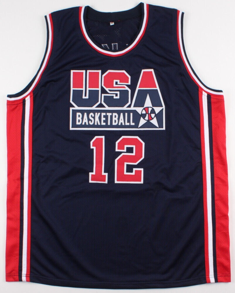 Dominique Wilkins Signed Replica Team USA Jersey (JSA) Atlanta Hawks Small Forward