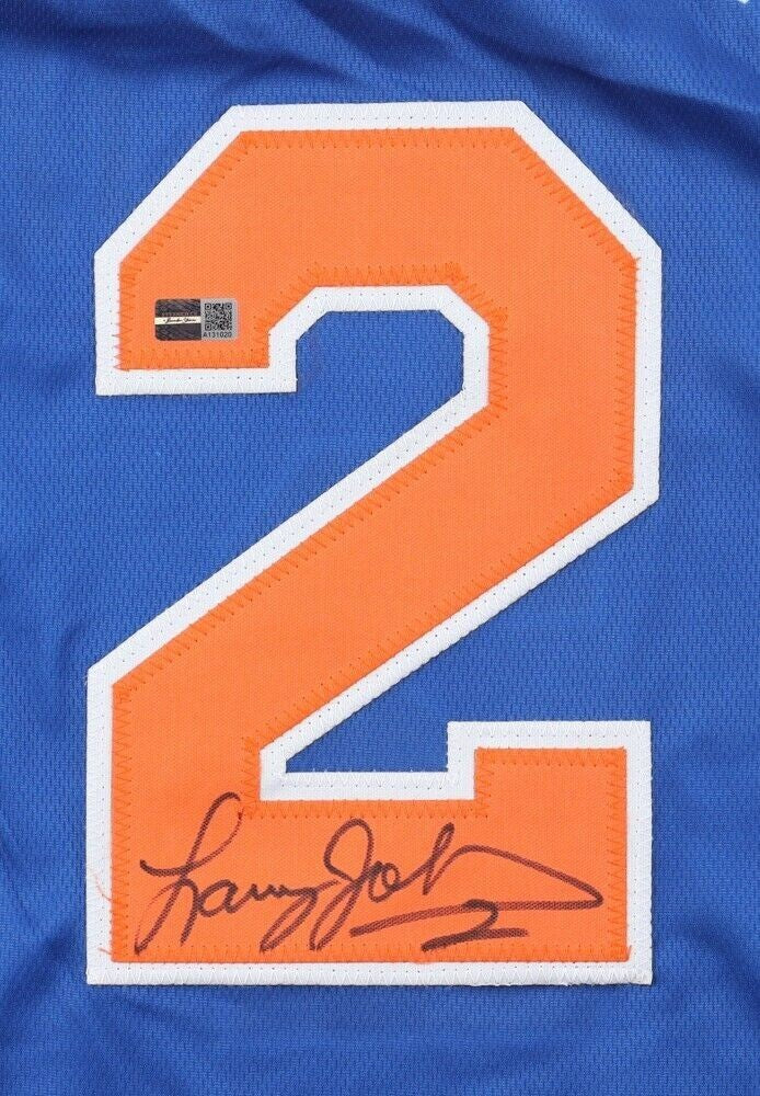 Larry Johnson Signed Replica New York Knicks Jersey (Steiner) #1 Overall Pick 1991 Draft