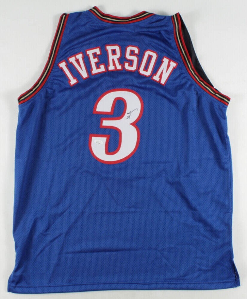 Allen Iverson Signed Replica Philadelphia 76ers Jersey #1 Pick 1996 Draft (JSA COA)