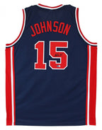 Magic Johnson Signed Replica Team USA Jersey (Beckett Holo) 5xNBA Champion / 3x NBA MVP