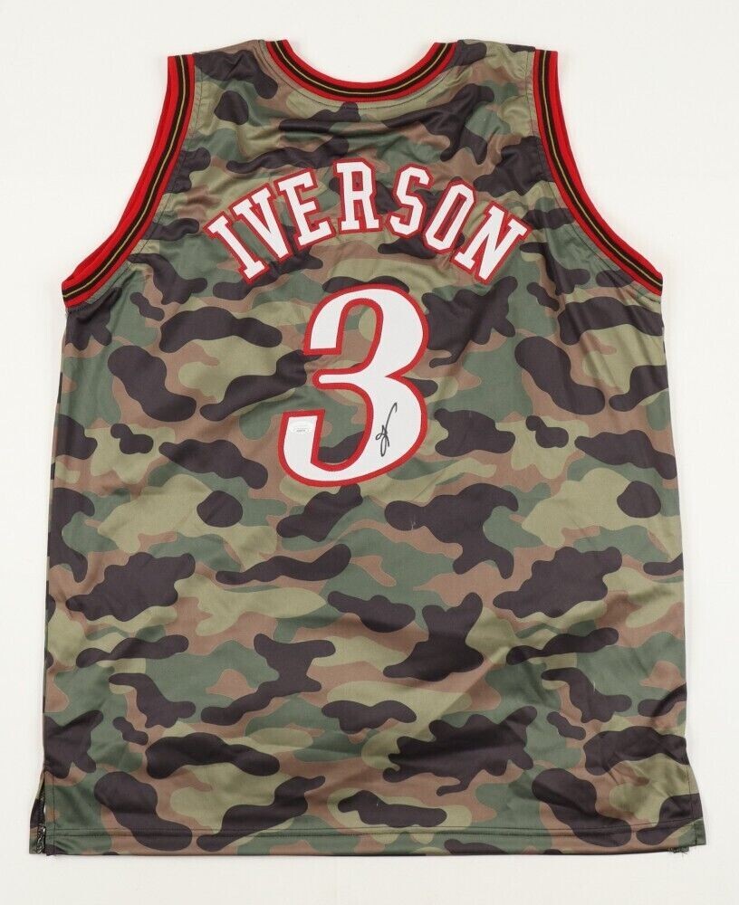 Allen Iverson Signed Replica Philadelphia 76ers Salute to the Military Jersey (JSA COA)