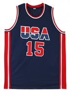 Magic Johnson Signed Replica Team USA Jersey (Beckett Holo) 5xNBA Champion / 3x NBA MVP