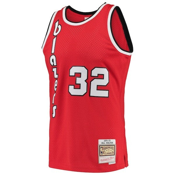 Men's Mitchell & Ness Bill Walton Red Portland Trail Blazers 1976-77 Hardwood Classics Swingman Player Jersey