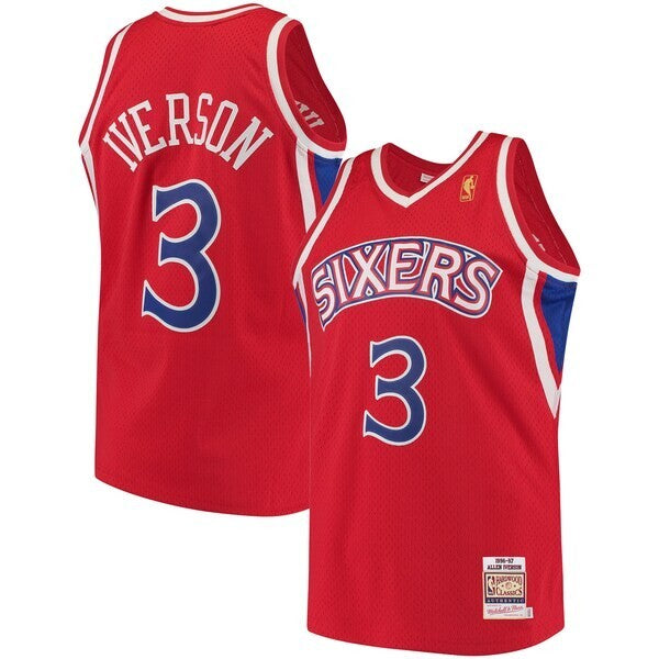 Men's Mitchell & Ness Allen Iverson Red Philadelphia 76ers Hardwood Classics  Jersey