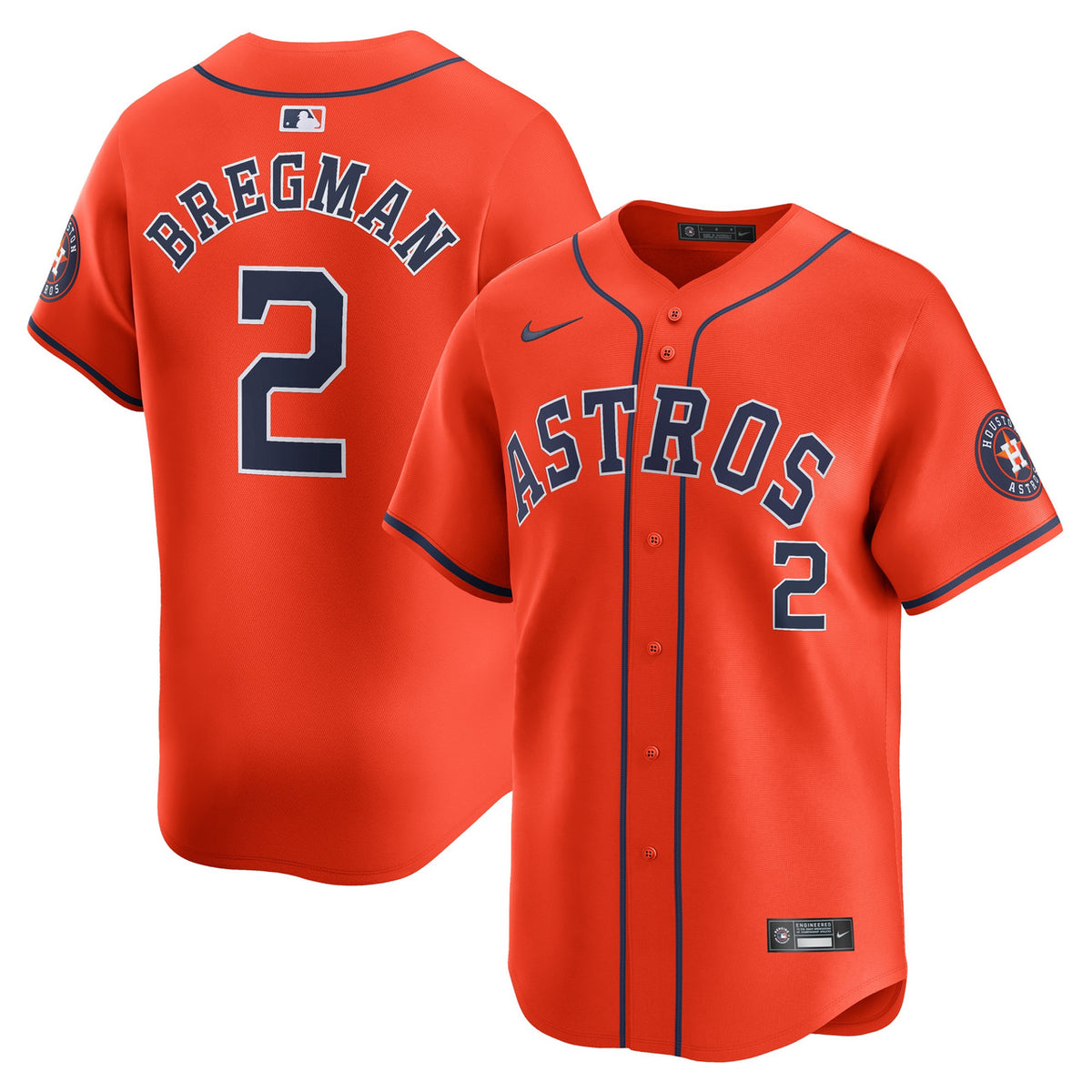 Alex Bregman #2 Houston Astros Nike Alternate Limited Player Jersey - Orange