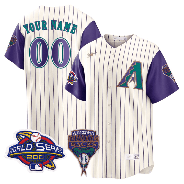 Arizona Diamondbacks 2001 World Series Patch Limited Throwback Custom Jersey