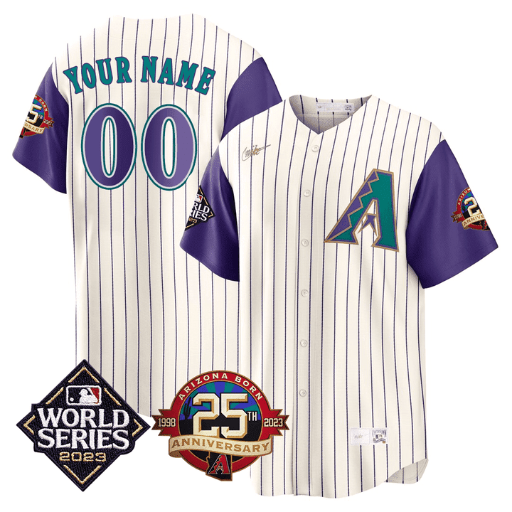 Arizona Diamondbacks 2023 World Series Patch Limited Throwback Custom Jersey
